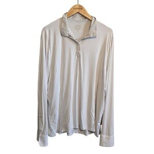 Kerrits White Textured Long Sleeve Pullover Collared Equestrian Top Size 2X